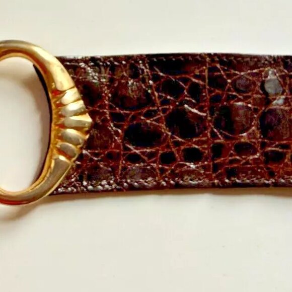Trianon Annalou Genuine Crocodile Brown Belt Gold Hardware (Size 75/30 US) - Picture 8 of 11
